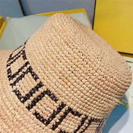 Sombreros de paja de ala ancha de calidad para mujer, sombreros de cubo de diseñador de lujo, gorras trenzadas de hierba con letras para hombres y mujeres, gorros Bifpv