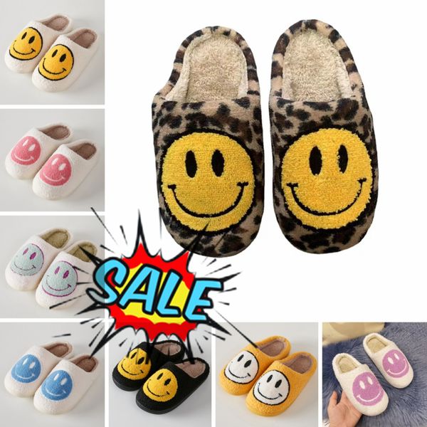 Zapatillas sonrientes de invierno de calidad para mujer, zapatos suaves de piel sintética esponjosa con cara sonriente para el hogar, chanclas para interior y exterior