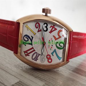 Montre à Quartz couleur rêve pour femmes, qualité 7851 SC, 33mm, Date, cadran, boîtier en or Rose, bracelet en cuir rouge, Sport Pintle311S