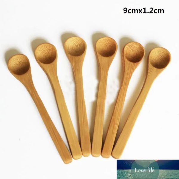 Cucharas pequeñas de bambú de 8 tamaños de calidad, minicucharas de miel naturales respetuosas con el medio ambiente, minicucharadita de café para cocina, cuchara de helado para niños de 9 ~ 16cm