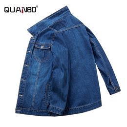 Quanbo Big Size 6xl 7xl 8xl denim jas Autumn Winter Classic Jeans Jackets Fashion Hip Hop mannelijke streetwear Fat 201128