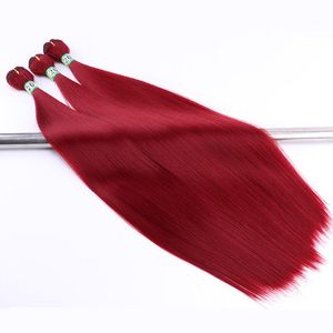 Quanlity Synthetic Hair Extension Peruvian Hair Extensions Single Colored Red Weefs Beauty 18ich Bundels Whoesale recht voor Marley