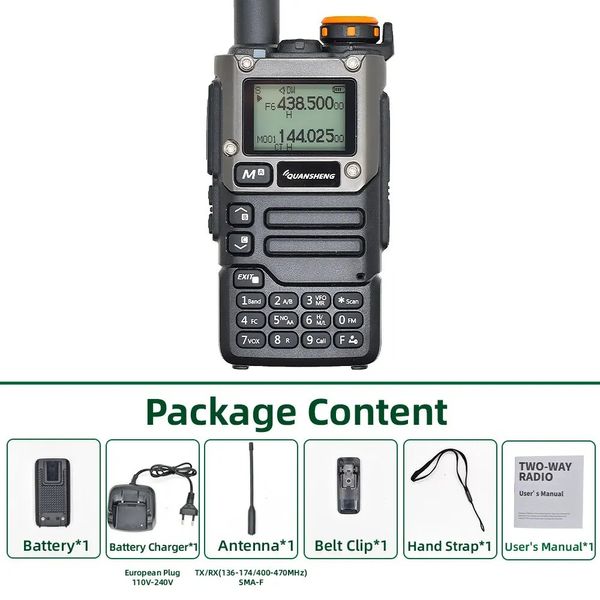 Quansheng UV-K5 Walkie Talkie 5W Air Band Two Way Radio UHF VHF DTMF FM NOAA Copia de frecuencia inalámbrica Ham Radio