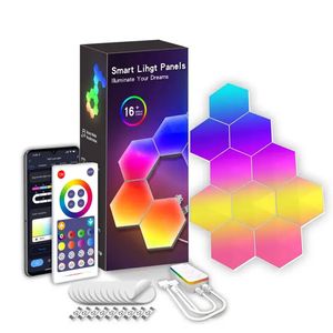 Lámpara cuántica 3 uds/6 uds/10 uds/15 uds/20 piezas Uds. Lámparas de pared hexagonales DIY montaje colorido iluminación LED Modular creativa