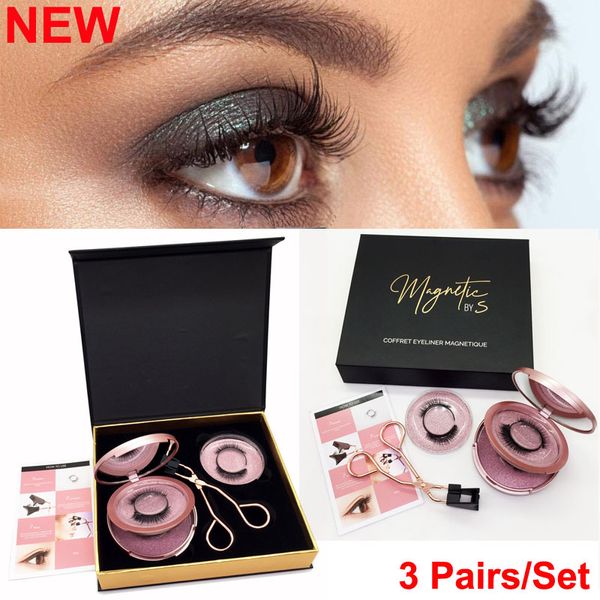 Quantum Magnetic False Eyelashes Maquillage Magnetic Eyelash Curler Set 3 Pairs Lashes Curling Naturel Charmant Cils Réutilisables Aucune Colle Nécessaire