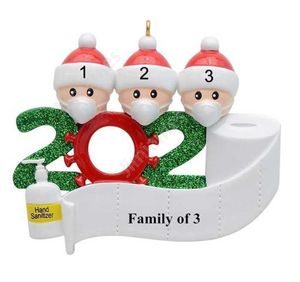 Quarantine Kerstdecoratie Verjaardagen Party Gift Product Gepersonaliseerde Familie van 4 Ornament Pandemisch Gezichtsmaskers Hand Gesmeten Daj60