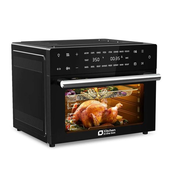 Combinación de freidora y tostadora digital de cuartos de galón (aproximadamente 32 litros), encimera de horno de convección de cocina, freidora de aire inteligente 19 en 1, horno de pizza, tostado y