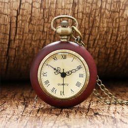 Cuadro Antique de bolsillo de bolsillo Reloj Red Madera Forma de vidrio transparente Cadena delgada Collar Séter Suge Nurse Relojes ES