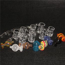 Rauchender Quarz-Banger-Nagel mit bunten Glas-Vergaserkappen, 14 mm männlich, 90 Quarz-Banger-Nägel für Wasserbongs, Dab-Rigs