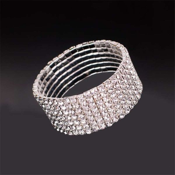 Version coréenne du bracelet de mariée bracelet multicouche strass cristal robe élastique large bracelet japonais et coréen bracelet