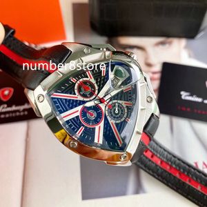 Quartz chronograaf herenhorloge schildvorm oversize rode sportwagen luxe horloges saffierkristal driehoek designer polshorloge waterdicht