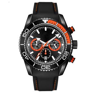 Quartz chronograaf herenhorloges 44 mm echte zwarte nylon siliconen band Montre De Luxe Limited Edition Master Watch