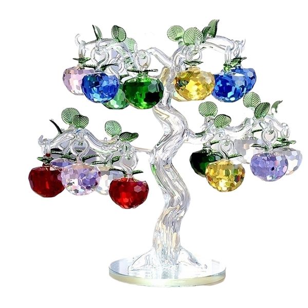 Cristal de cuarzo Apple Artesanía Pisapapeles de vidrio Fengshui Adornos Estatuillas Hogar Decoración del banquete de boda Regalos de Navidad Recuerdos 211101