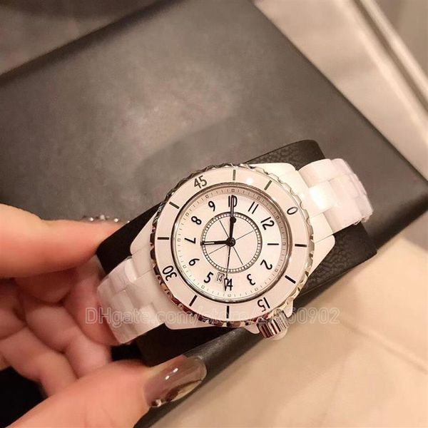 Quartz lday montres 38mm noir céramique usine diamants cadran blanc dames montre h2125 33mm femmes fashional designer montre-bracelet sap236F