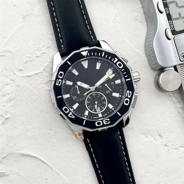 Mouvement à quartz montre pour homme tout cadran travail chronographe chronomètre bracelet en cuir lumineux étanche conception analogique montre-bracelet voiture Raci226t