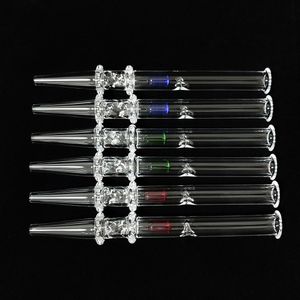 Quartz Nectar Collector Kit Dabbing Roken Nail 5.9 Inch One Piece Mini Diamond Knopen met schroefdraad Dab Straw met gekleurd glas Terp Pill Pearl Inside YAREONE Groothandel