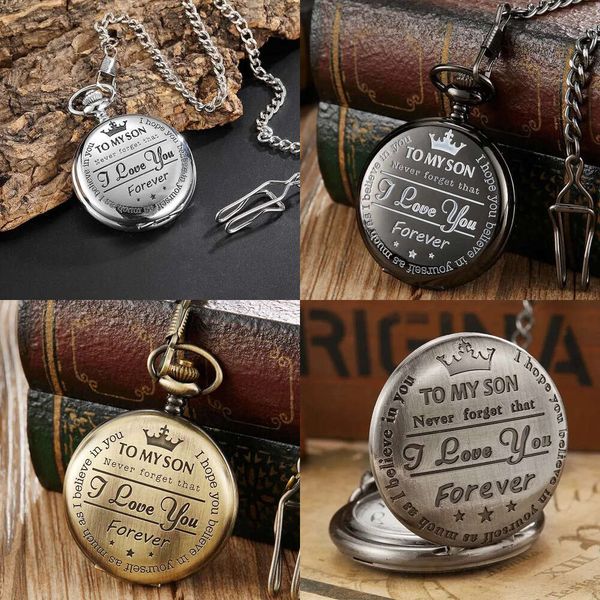 Quartz Pocket Chain Watch à mon fils The Greatest Dad Collier Watches for Men's Children's Day Kids Gift présent Reloj de Bolsillo 230830 ES