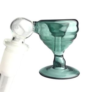 Mini Glazen Asvanger Bong Kom met 2 Inch 55 Graden 14mm Mannelijke Blauw Groen Kleurrijke Dikke Pyrex Glas Water Cup Ashcatcher Roken Bowls