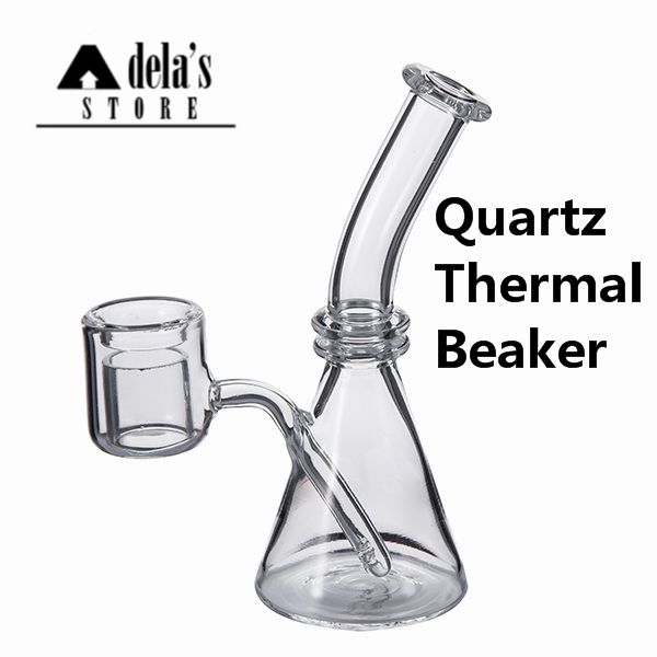 Quartz thermique Bécher Double Tube XXL Bol Plat Fumée Verre Tuyau D'eau Dab Rig Mini Bong Coffret Cadeau