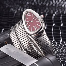 Quartz horloge Dameshorloge Hoge kwaliteit roestvrij staal Snake Head Drie Ring Diamond 35mm Horloge Merk Designer Horloge