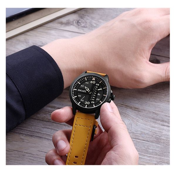 Reloj de cuarzo Bracelet Leather Smael Men relojes Casual Analog Digital Men Watch Relogio 1315 Military Sport Watches impermeables 3358