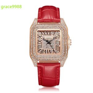 Montres-bracelets à Quartz en cuir véritable pour femmes, montre-bracelet de luxe avec boîte, vente en gros, diamant carré, étanche