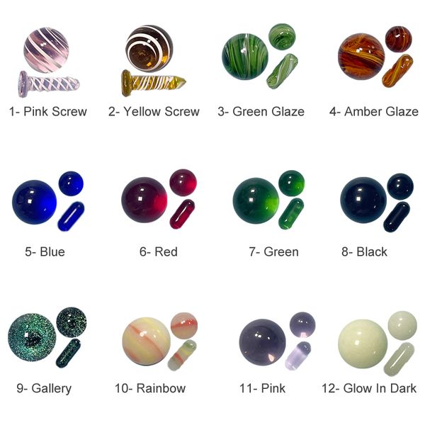 QuartzPro 12 couleurs Terp Slurper Ensemble d'accessoires en marbre pour Quartz Banger / 6mm Spinning Pearls Perles de verre pour Auto Spinner Banger