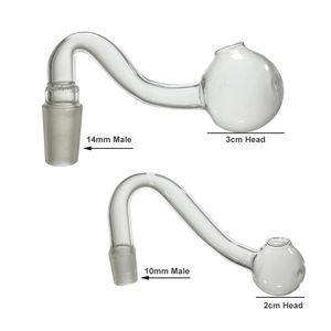 Quartzpro 14 mm mâle mâle courbe courbe en verre du brûleur d'huile Fixation de tuyau avec un bol à grande tête incurvé de 3 cm