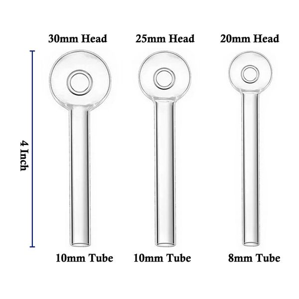 QuartzPro – brûleur à huile en verre transparent, 3 tailles, 4 pouces, tuyau de fumée avec bol à tête de 20mm, 25mm, 30mm, tuyau de fumée en Pyrex épais