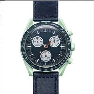 Quarz Diseñador Reloj de pulsera Nylon Relojes de lujo Edición limitada Reloj de pulsera maestro Biocerámica Planeta Luna Diseñador Hombres Relojes Función completa