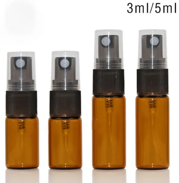 Quatily Amber Glass Spray Bottle con atomizador cosmético para el cuidado de la piel para Ejuice Eliquid Spray Botella recargable 3ml 5ml 10ml Contenedor de tamaño de viaje al por mayor