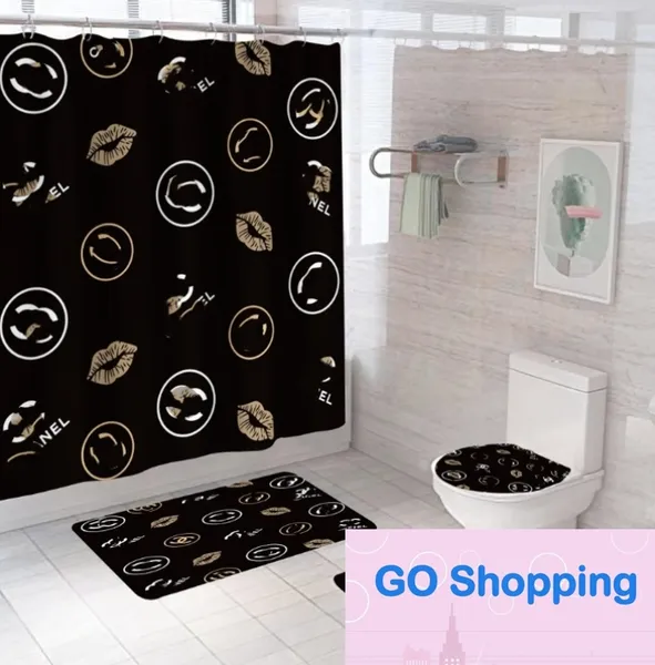 Rideaux de douche Quatily pour la maison, Style européen, Double lettre, tapis de bain imprimés à la mode, antidérapants, accessoires de salle de bain