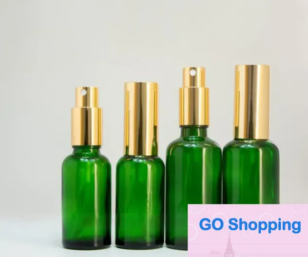 Quatily con tapas de oro negro Envío gratis 440pcs / lot 30ml Atomizador Bomba recargable Botella de spray Botellas de vidrio de perfume verde vacías al por mayor