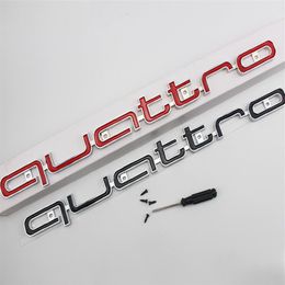 Quattro Logo Emblème Badge 42x3cm Voiture 3D Bâton ABS Quattro Autocollants Grille Avant Garniture Inférieure Pour Audi A4 A5 A6 A7 RS5 RS6 RS7 RS Q3276I