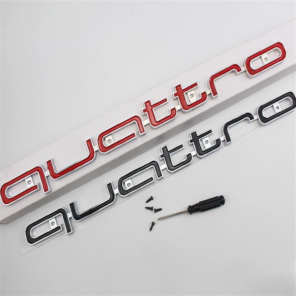 Quattro Logo Emblem Badge 42x3cm Coche 3D Stick ABS Quattro Pegatinas parrilla delantera Ajuste inferior para Audi A4 A5 A6 A7 RS5 RS6 RS7 RS Q32874