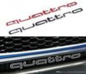 Quattro Logo Emblème Badge Voiture 3D Autocollants ABS Quattro Autocollants Calandre Inférieure Garniture Pour A4 A5 A6 A7 RS5 RS6 RS7 RS Q3 Accessoires De Voiture1143093