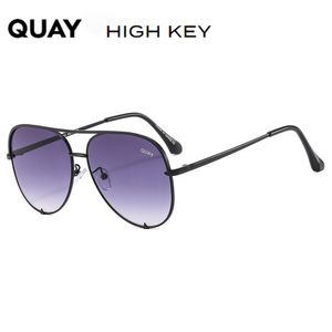 QUAY HIGH KEY Zonnebril Dames Ovaal Frame Luxe Bril Klassieke Pilotenzonnebril met Doos