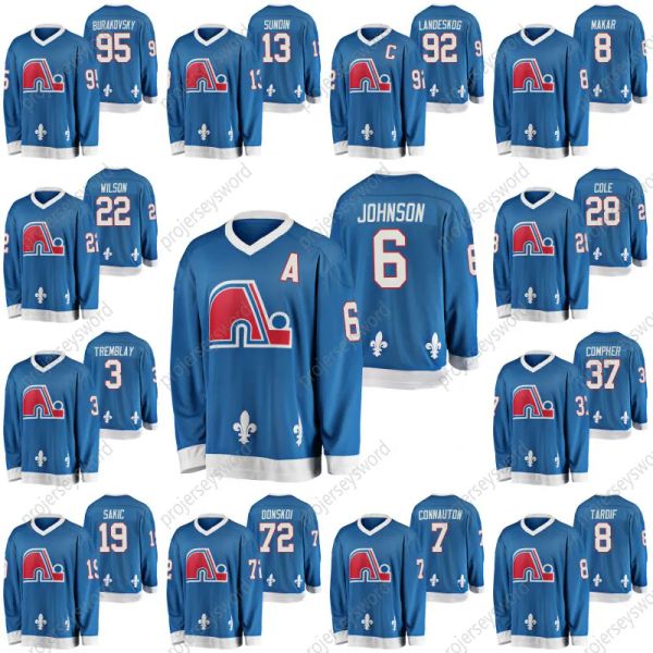 Quebec Nordiques Arik Johnson Vintage Heritage Jersey Colin Wilson Ian Cole Joe Sakic Joonas Donskoi Marc Tardif Mats Sundin Hockey Jerseys 94