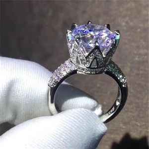 Queen Crown 4ct Lab Diamond Ring 925 sterling zilver Engagement Wedding band Ringen voor Vrouwen Bruidsverjaardag Partij Jewelry275j