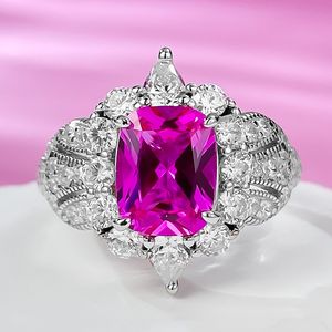 Bague couronne de reine en diamant rose, 100% en argent Sterling véritable, bague de mariage pour femmes, bijoux de fiançailles, cadeau de mariée