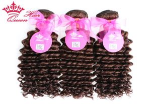 Queen Hair 100 Human Hair Braziliaans maagdelijk haar Deep Wave 3pcslot Natural Brown 2 Color 14inch tot 22inch in Stock2005551