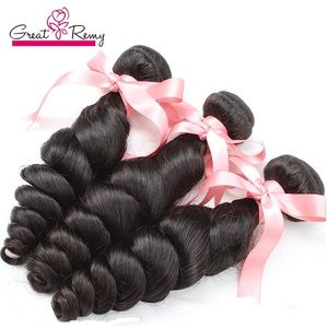 Greatremy 100 extension de cheveux péruviens 3pcs / lot remy extensions de cheveux humains ondulé lâche vague drop shipping couleur naturelle