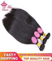 Reine Hair Products 100 cheveux vierges non traités rapides péruviens humains 3pcs lot extension de cheveux droits couleur 1b 12287380288