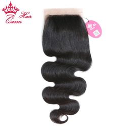 Queen Hair Products Gratis deel Body Wave Silk Base Sluiting 100% Braziliaans menselijk haar4237892