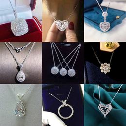Reine Coeur 925 Sterling Silver Chocker Collier Lab Diamant De Mariage Pendentifs Collier Pour Les Femmes De Mariée Promesse Parti Bijoux