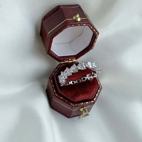 Reine Coeur Lab Diamant Bague 100% Réel 925 en argent sterling Partie De Mariage Bagues pour Femmes Hommes Fiançailles Bijoux Cadeau