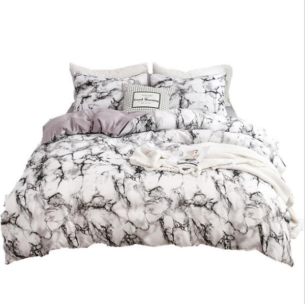 Ensemble de housse de couette Queen King Literie Imprimé en marbre 3 pièces Housse de couette en microfibre avec fermeture à glissière Meilleur style moderne