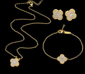 Reine Lotus Haute Qualité Mode 18K Plaqué Or Fleurs Série Bracelet Boucles D'oreilles Collier Ensemble De Bijoux Pour Les Femmes En Gros