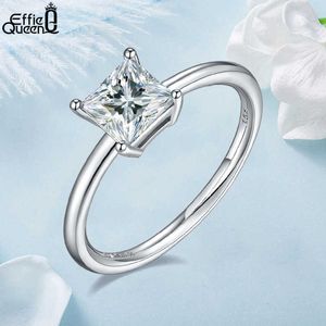 Bague de fiançailles Effie de Queen Moissanita, bague unique en argent sterling pour femme, couleur diamant 1CT D SMR57 Z0327