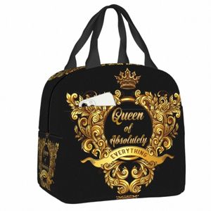 Koningin van absoluut gouden bloemen barokke lunchbox voor vrouwen koeler thermisch voedsel geïsoleerde lunchbag kinderen schoolkinderen 718Q#